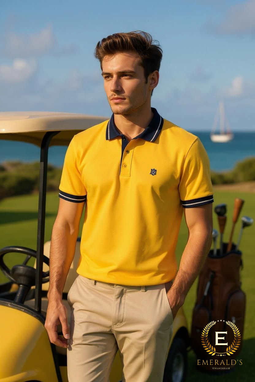 Premium Polo T-shirts (Yellow black)