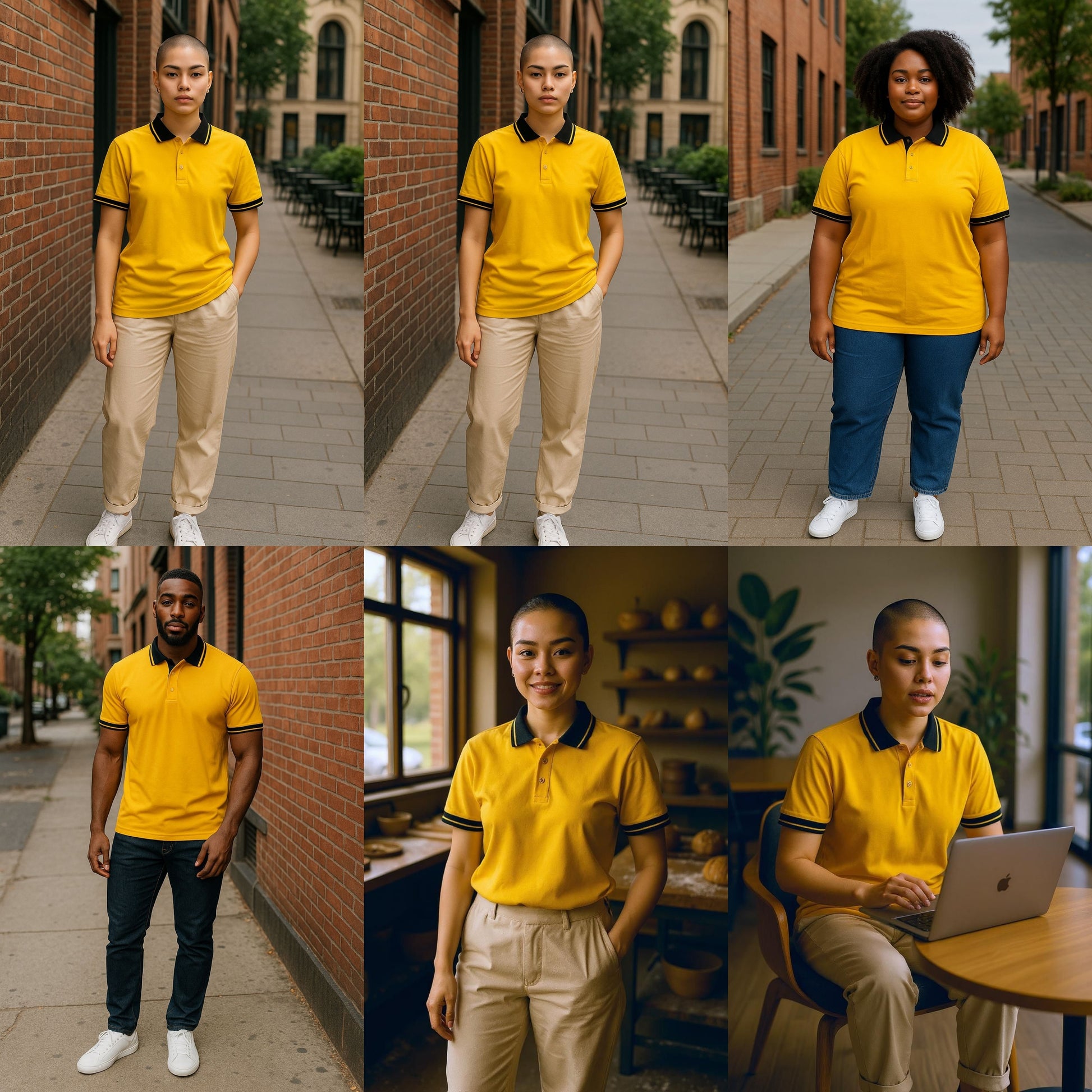 Premium Polo T-shirts (Yellow black)