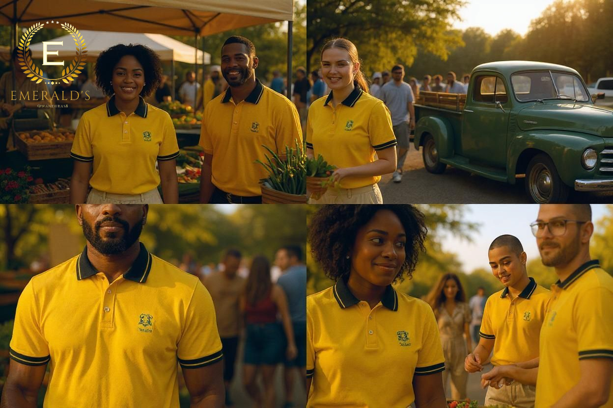 Premium Polo T-shirts (Yellow black)